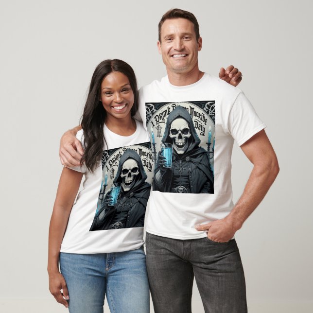 Camiseta esqueleto num manto de monóxido de di-hidrogênio ( (Unissex)