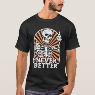 Camiseta Esqueleto Nunca Melhor Polegar Para Cima Retro Crâ