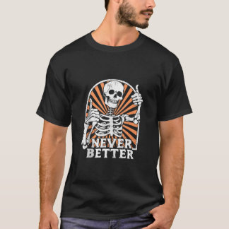Camiseta Esqueleto Nunca Melhor Polegares Para Cima Retro C