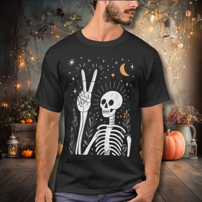 Camiseta Esqueleto Pacífico com Estrelas e Lua (Criador carregado)