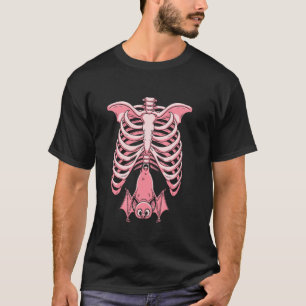 Camiseta Esqueleto Pastel Goth Caixa Torácica Morcego Raio-