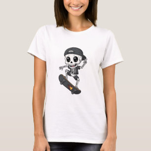Camiseta Esqueleto Patinador Legal Bonito Montando Skate