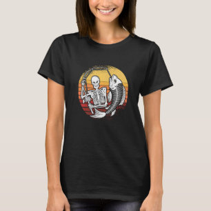 Camiseta Esqueleto Pescaria Fácil Fantasia de Halloween Pei