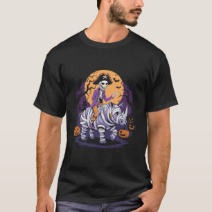 Camiseta Esqueleto pirata montando uma múmia de rinoceronte