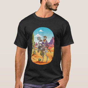 Camiseta Esqueleto Retro Cowboy Montando Cavalo Western Paí