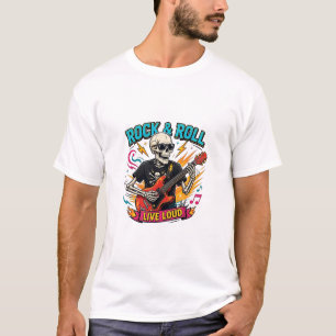 Camiseta Esqueleto Rock And Roll Guitarra - Sku de Rockstar