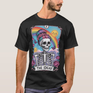 Camiseta Esqueleto Sarcástico O Não Me Importo Carta de Tar