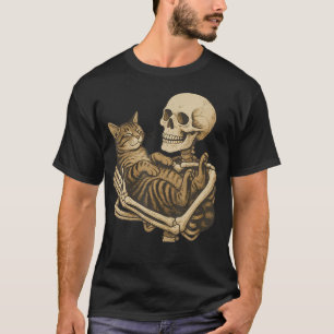 Camiseta Esqueleto Segurando Gato