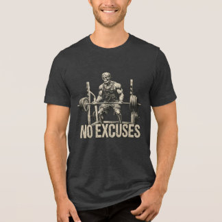 Camiseta Esqueleto Sem Desculpas Levantando Pesos Academia