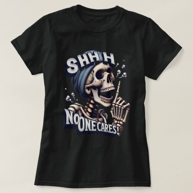 Camiseta Esqueleto Silencioso: Desvendando a Misteriosa Ban (Frente do Design)