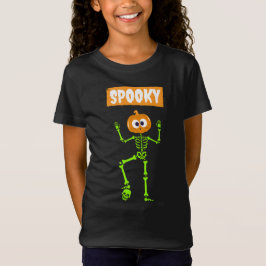 Camiseta Esqueleto Spooky com Cabeça de Abóbora