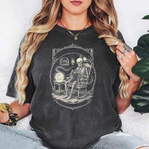 Camiseta Esqueleto Tecendo Fio Celestial Decoração Gótica L
