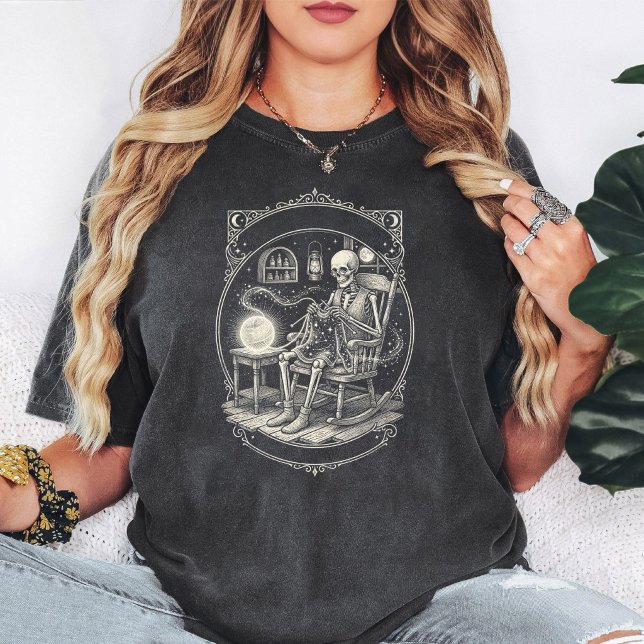 Camiseta Esqueleto Tecendo Fio Celestial Decoração Gótica L (Criador carregado)