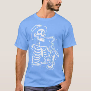 Camiseta esqueleto toca saxofone 2