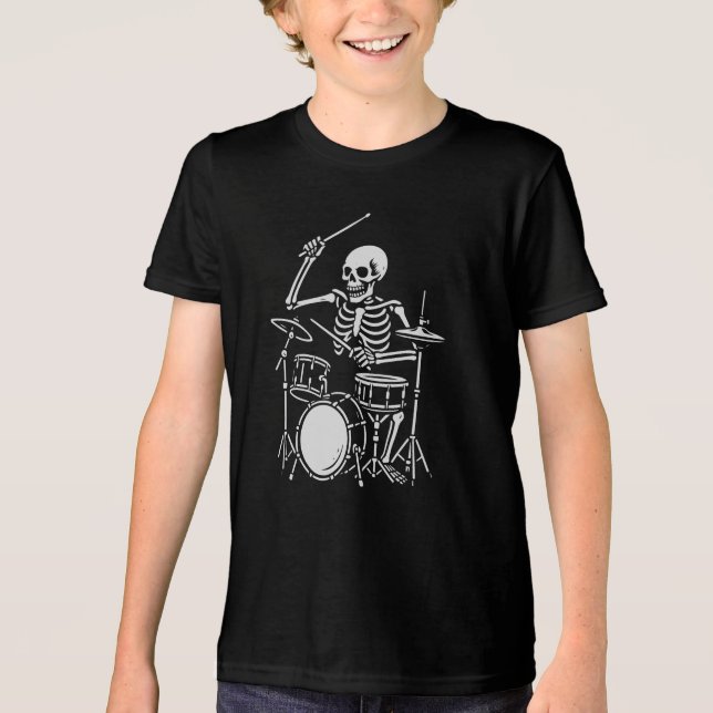 Camiseta esqueleto toca tambor (Frente)