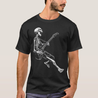 Camiseta Esqueleto tocando Guitarra Rock And Roll Rock On h