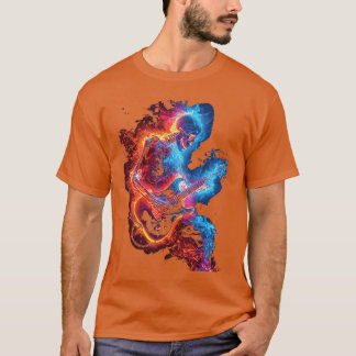 Camiseta Esqueleto tocando guitarra Rock Shredding Guitar