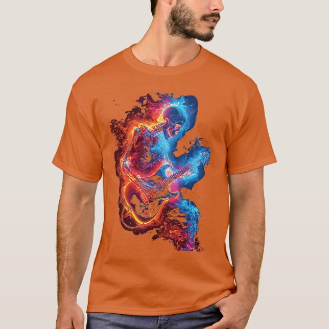 Camiseta Esqueleto tocando guitarra Rock Shredding Guitar (Frente)