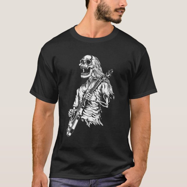 Camiseta esqueleto tocando violão (Frente)