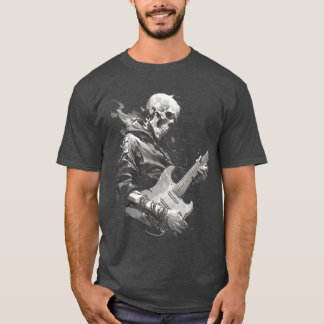 Camiseta Esqueleto tocando violão Rock Shredding Guitar 4