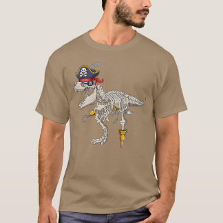 Camiseta Esqueleto TRex Dinossauro Pirata Truque ou Tratame