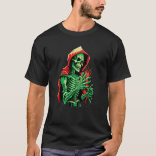 Camiseta Esqueleto Verde Gótico e oculto Pele de Morte Mort