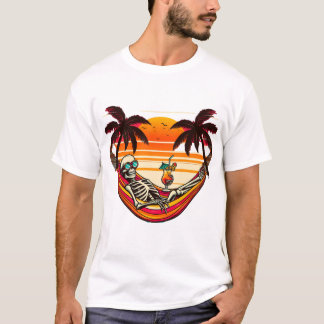 Camiseta Esqueleto Vivendo Minha Melhor Vida - Pôr do Sol d
