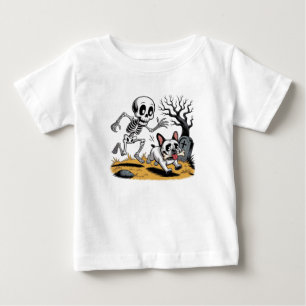 Camiseta Esqueleto vs Bulldog Francês – Caça Divertida de H