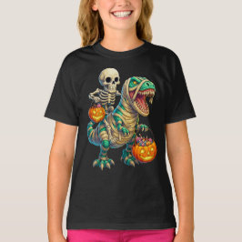 Camiseta Esqueleto Whimsso Andando Múmia T-Rex Halloween