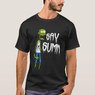 Camiseta Esqueleto Zombie Verde Engraçado - Diga Algo Com W