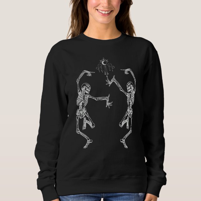 Camiseta Esqueletos Celestiais Dançantes Witchcore Fase da  (Frente)