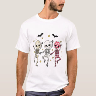 Camiseta Esqueletos Dançantes de Halloween Lindos