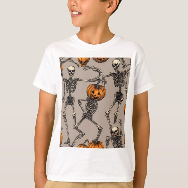 Camiseta Esqueletos de dança de Halloween (Frente)