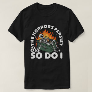 Camiseta Esqueletos Engraçados Horrores Persistem Café de E