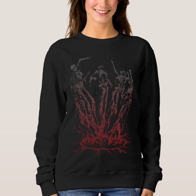 Camiseta Esqueletos Erguendo-se das Chamas (Frente)