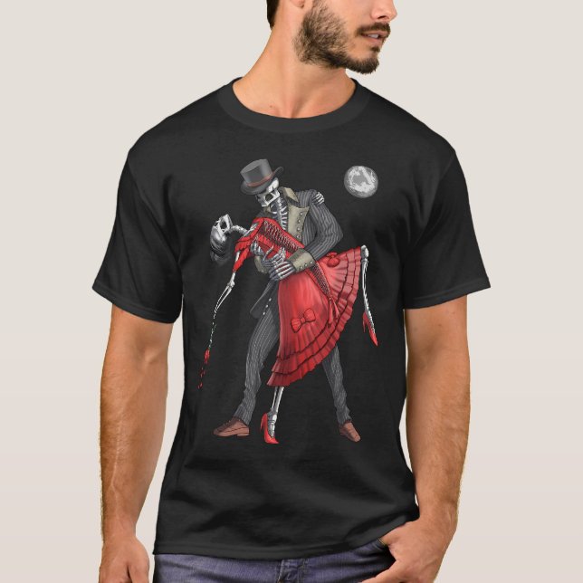 Camiseta Esqueletos Góticos Dançando (Frente)