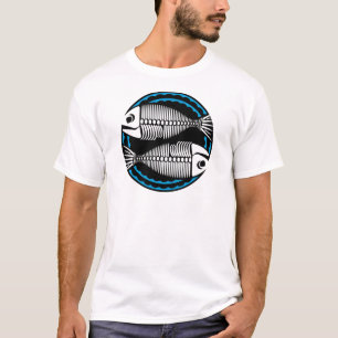 Camiseta Esqueletos gráficos dos peixes dos peixes