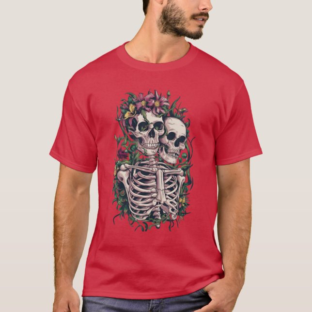Camiseta Esqueletos menino apaixonado (Frente)