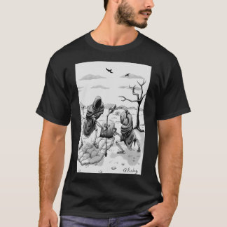 Camiseta esqueletos no deserto.
