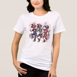 Camiseta Esqueletos Patrióticos Whimsical - 4 de julho Cele