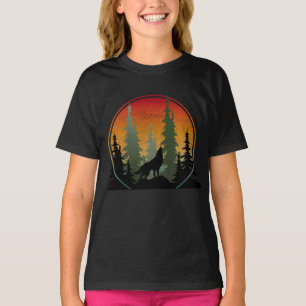 Camiseta Esquema da Natureza do Lobo Sunset
