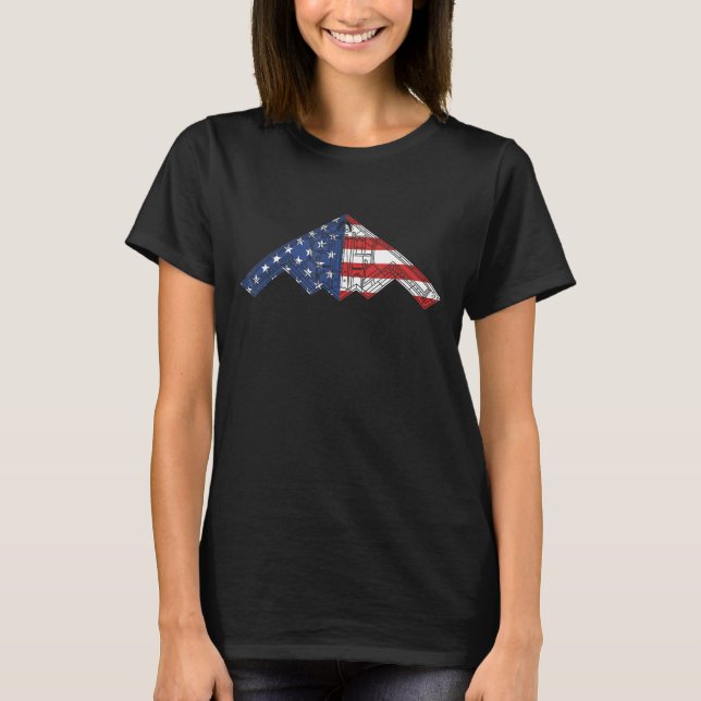 Camiseta Esquema de Aeronave Stealth B-2 Bombardeiro Bandei (Frente)