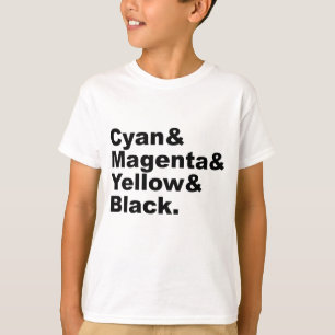 Camiseta Esquema de Cores CMYK Ciano Magenta Amarelo Preto