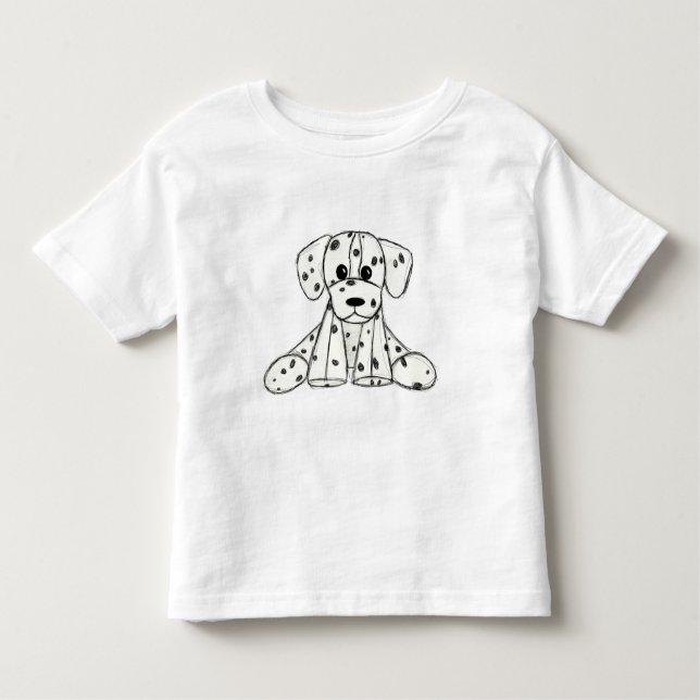 Camiseta Esquema de desenho de cão empalhado Dalmático pret (Frente)