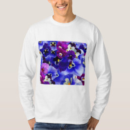 Camiseta Esquema de Flor Azul