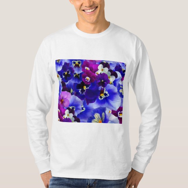 Camiseta Esquema de Flor Azul (Frente)