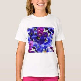 Camiseta Esquema de Flor Azul