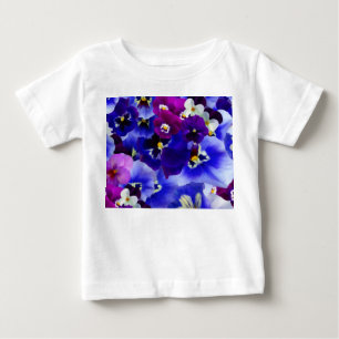 Camiseta Esquema de Flor Azul