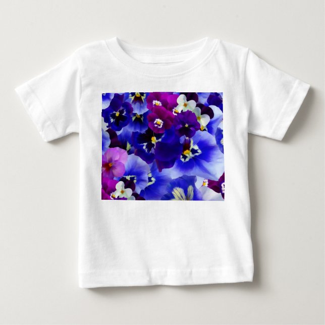 Camiseta Esquema de Flor Azul (Frente)