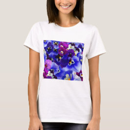 Camiseta Esquema de Flor Azul